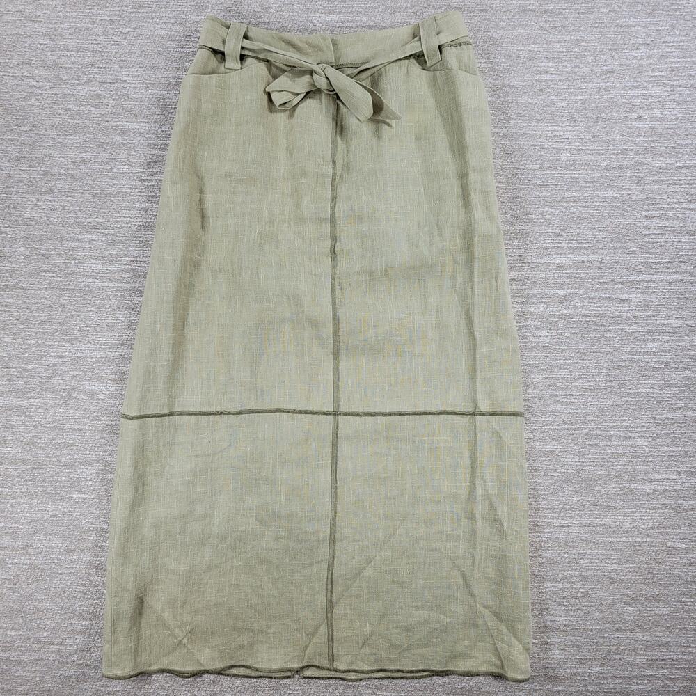 Harve Benard Linen Skirt Womens 6 Tan Lightweight Tie Waist Lagenlook Minimalist
